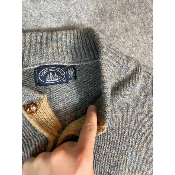 Vintage 90s Boat House Row 1/4 Button Pullover Sweater Mens XL Gray Wool Blend - Picture 2 of 4